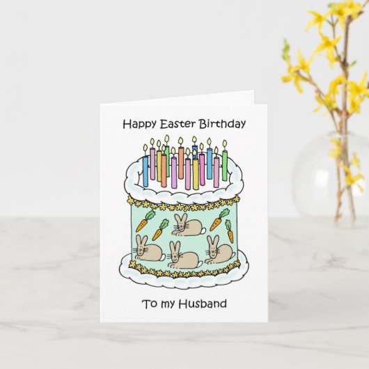 ハッピーイースター誕生日の夫 カード (黄色い花)