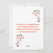 ハッピーイースター誕生日バニーとバルーンフラット シーズンカード (裏面)