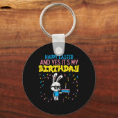 ハッピーイースター誕生日バニーケーキデイパーティーボーイズG キーホルダー (正面)