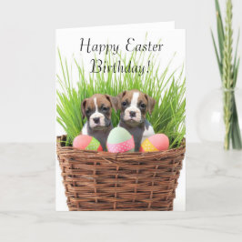 ハッピーイースター誕生日ボクサーのPUPSカード シーズンカード