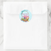 ハッピーイースター豚、イースターバスケットシールの卵 ラウンドシール (バッグ)