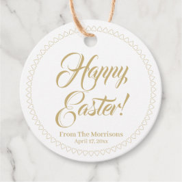 ハッピーイースター金ゴールドハート縁どカスタムスクリプトかわいい フェイバータグ