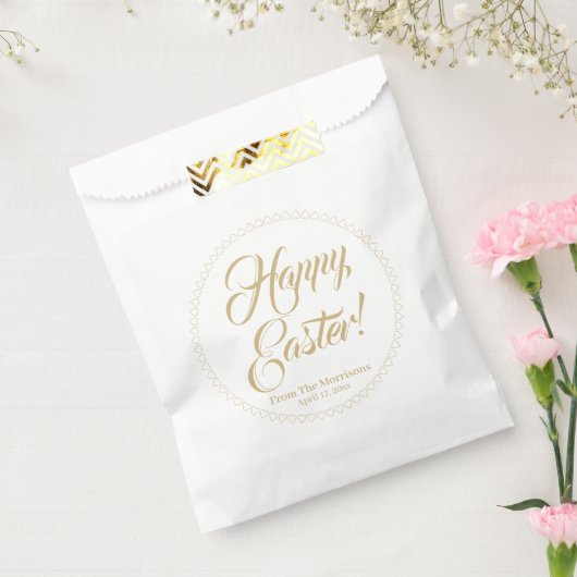 ハッピーイースター金ゴールドハート縁どカスタムスクリプトかわいい フェイバーバッグ (封をした状態)
