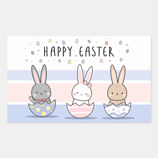 ハッピーイースター長方形シール 長方形シール (正面)