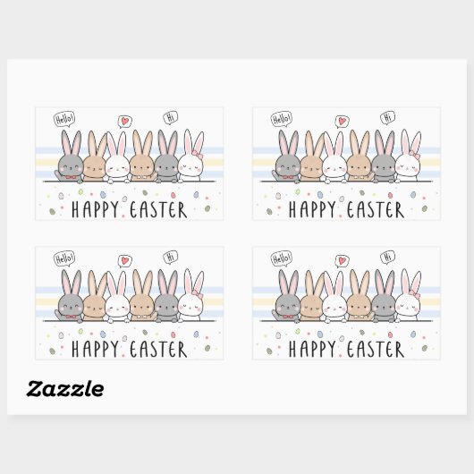 ハッピーイースター長方形シール 長方形シール (シート)