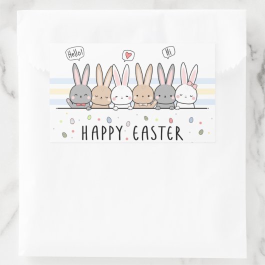 ハッピーイースター長方形シール 長方形シール (バッグ)