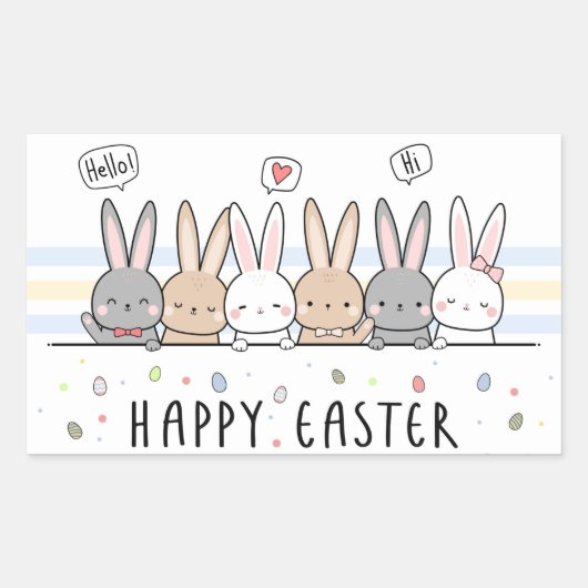 ハッピーイースター長方形シール 長方形シール (正面)
