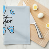 ハッピーイースター青 キッチンタオル (四つ折り)