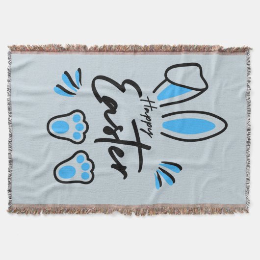 ハッピーイースター青 スローブランケット (正面)