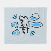 ハッピーイースター青 フリースブランケット (正面(横))