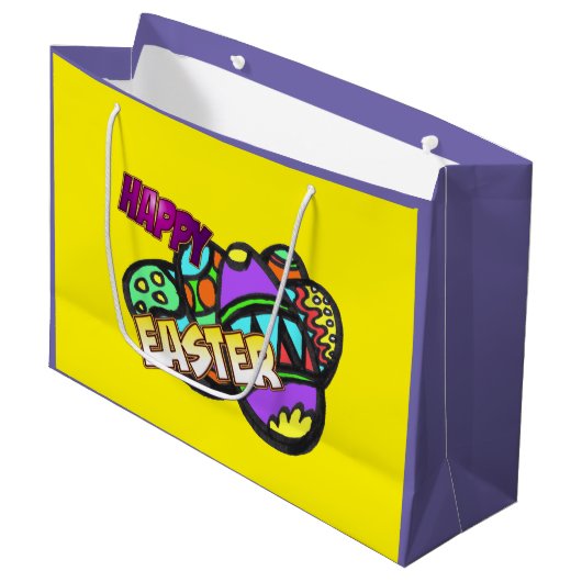 ハッピーイースター顧客ギフトバッグ ラージペーパーバッグ (正面アングル)