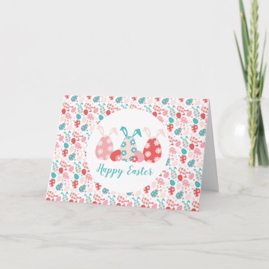 ハッピーイースター飾エッグバニー耳 カード (正面)