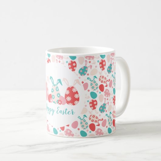 ハッピーイースター飾エッグバニー耳 コーヒーマグカップ (正面右)