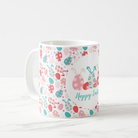 ハッピーイースター飾エッグバニー耳 コーヒーマグカップ (正面左)