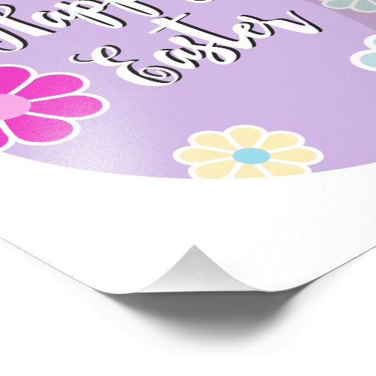 ハッピーイースター飾フラワーエッグイラストレーション フォトプリント (角)