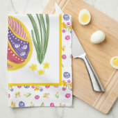 ハッピーイースター飾卵、鶏肉、太陽 キッチンタオル (四つ折り)