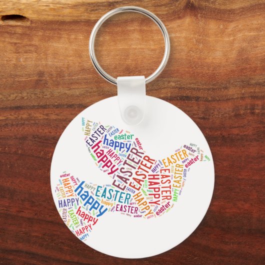 ハッピーイースター鳩あいさつ文字 キーホルダー (正面)