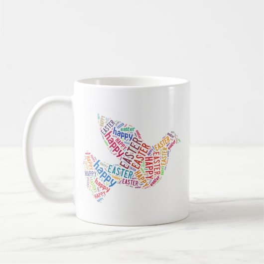 ハッピーイースター鳩あいさつ文字 コーヒーマグカップ (左)