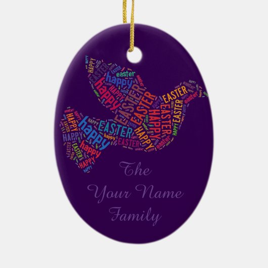ハッピーイースター鳩あいさつ文字 セラミックオーナメント (裏面)