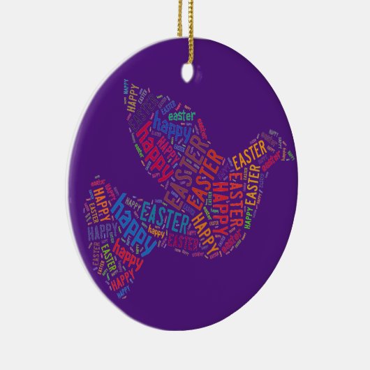 ハッピーイースター鳩あいさつ文字 セラミックオーナメント (右)