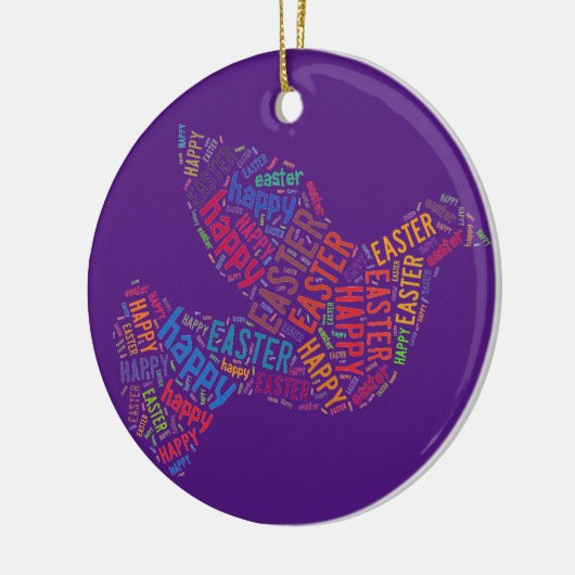 ハッピーイースター鳩あいさつ文字 セラミックオーナメント (左)