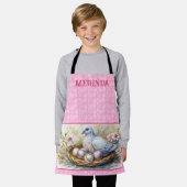ハッピーイースター鳩の卵の名前をパーソナライズ。 エプロン (着用した状態)