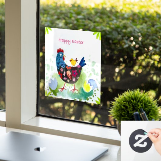 ハッピーイースター鶏と卵 ウィンドウサイン (オフィス)