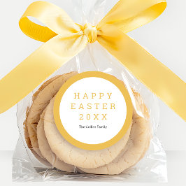 ハッピーイースター黄エレガント名前をカスタムするモダン ラウンドシール