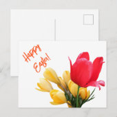 ハッピーイースター黄色クロッカス赤チューリップフローラフローラ シーズンポストカード (正面/裏面)