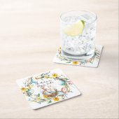 ハッピーイースター2つの銀行とフローライースター スクエアペーパーコースター (インサイチュ)