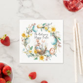 ハッピーイースター2つの銀行とフローライースター スタンダードカクテルナプキン (インサイチュ)