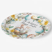 ハッピーイースター2つの銀行とフローライースター ペーパープレート (アングル)