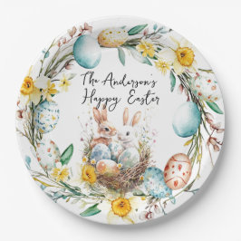 ハッピーイースター2つの銀行とフローライースター ペーパープレート