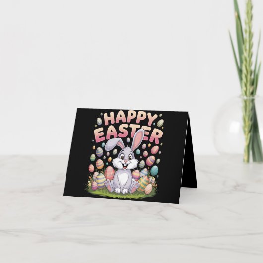 ハッピーイースター2025エッグバニーキュートうさぎ カード (正面)