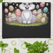 ハッピーイースター2025エッグバニーキュートうさぎ キッチンタオル (折り畳み)