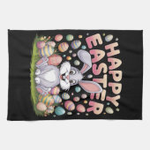 ハッピーイースター2025エッグバニーキュートうさぎ キッチンタオル (横)