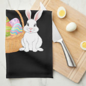 ハッピーイースター2025エッグバニーキュートうさぎ キッチンタオル (四つ折り)