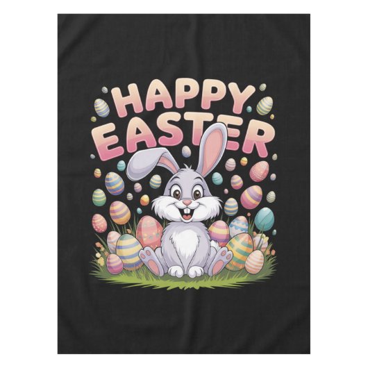 ハッピーイースター2025エッグバニーキュートうさぎ テーブルクロス (正面)