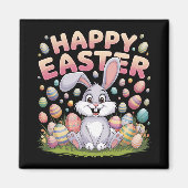 ハッピーイースター2025エッグバニーキュートうさぎ マグネット (正面)