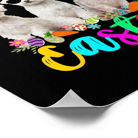 ハッピーイースター3マルチーズバニー耳を着て ポスター (角)