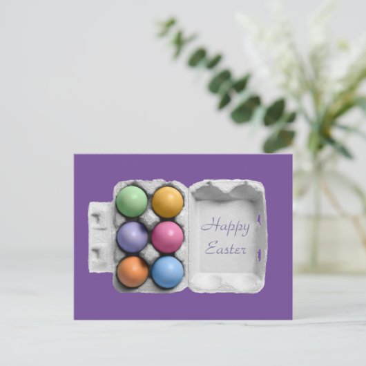 ハッピーイースター6パックカラフルイースターエッグ ポストカード (スタンド正面)