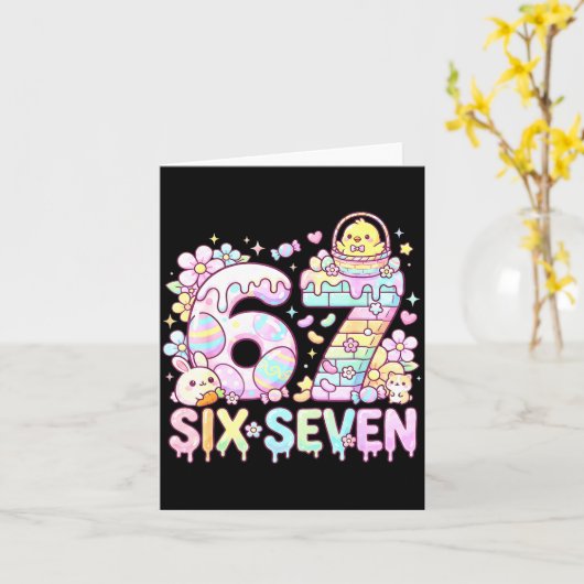ハッピーイースター67バニー イースターエッグ 6 7 カード (黄色い花)