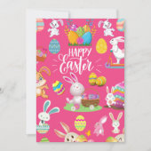 ハッピーイースター、おもしろいバニーの願いとカラフル位置 招待状 (正面)