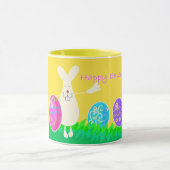 ハッピーイースター-おもしろい卵を持つウサギ マグカップ (中央)