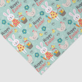 ハッピーイースター |かわいいイースターウサギのパターン – 緑 薄葉紙 (詳細)