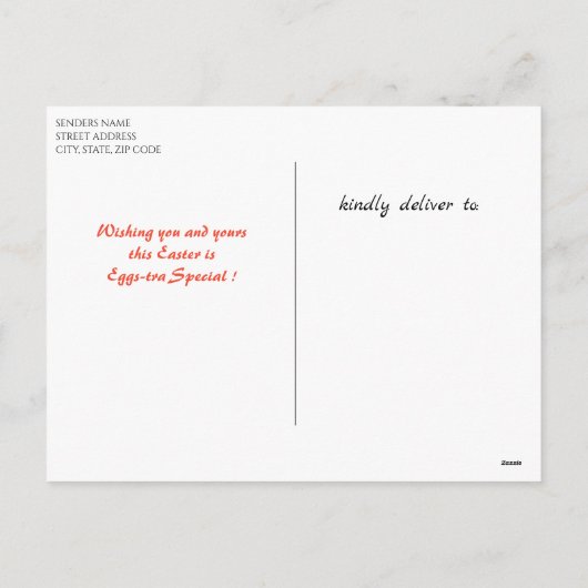 ハッピーイースター |かわいいイースターバニーさんの挨拶 シーズンポストカード (裏面)