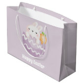 ハッピーイースター!かわいいイースターバニー，イースターの卵に  ラージペーパーバッグ (裏面アングル)