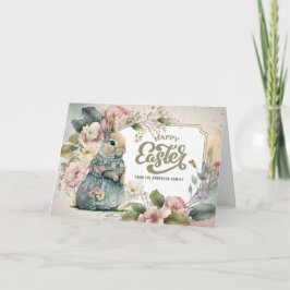 ハッピーイースター。かわいいオールドファッションドバニー シーズンカード