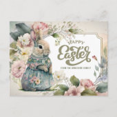 ハッピーイースター。かわいいオールドファッションドバニー シーズンポストカード (正面)