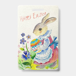 ハッピーイースター。かわいいバニーの卵 バッジ